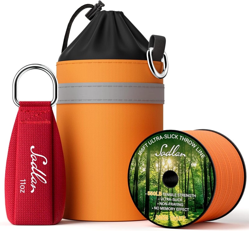 Sodlar Arborist Throw Line Kit - Ultra Slick 166ft Polyester Rope with 11Oz Weight Throw Bag Low High Limb Throwing Adults Forestry Tree Trimming Cutting Gear - Image 1